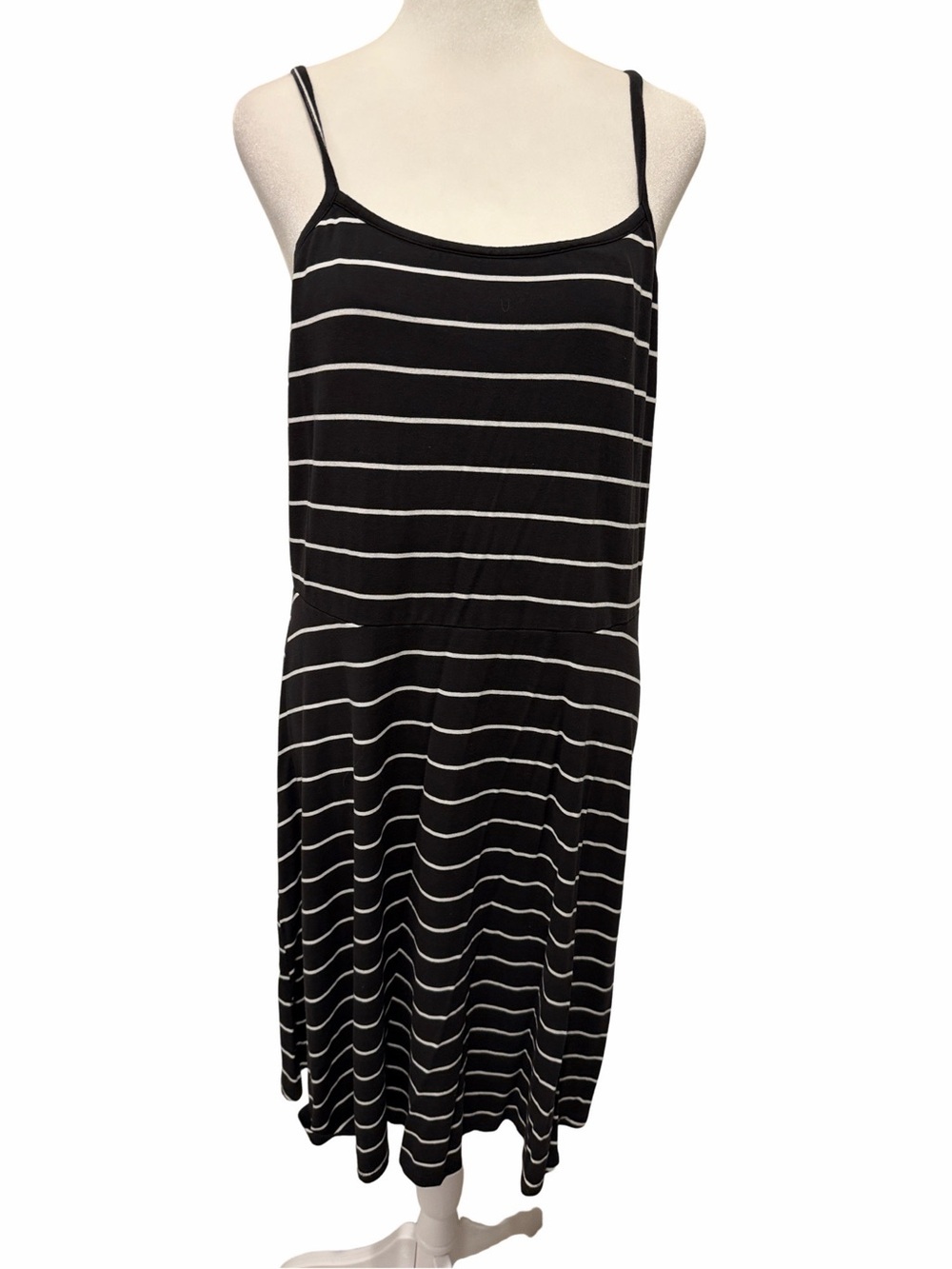 SO Black & White Striped Spaghetti Strap Midi Dress. Size XL.